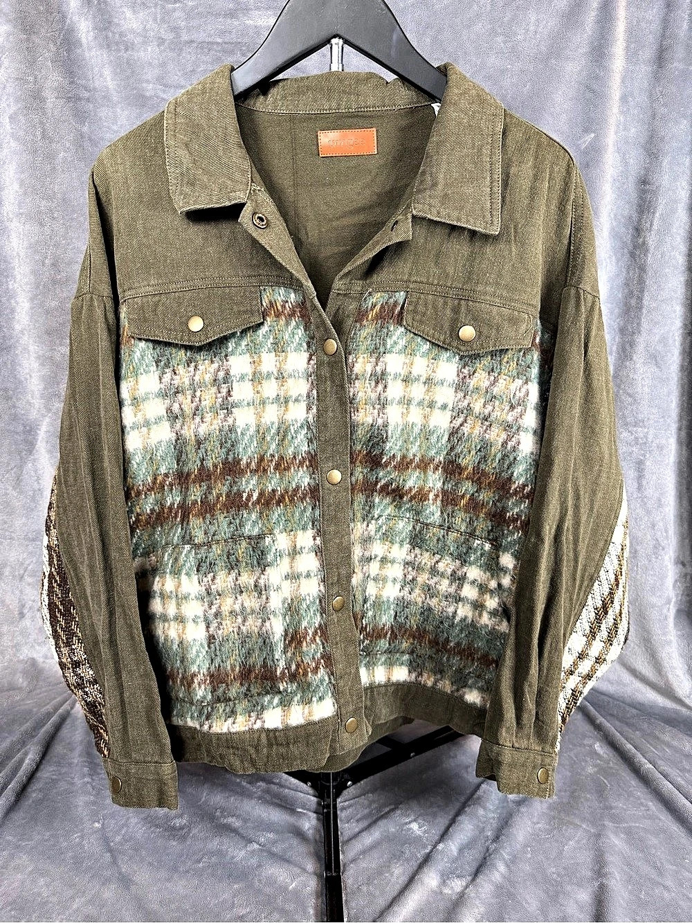 UmgeePlaid Utility Jacket in Green & Brown XL Like New